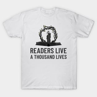 Readers Live a Thousand Lives Books T-Shirt